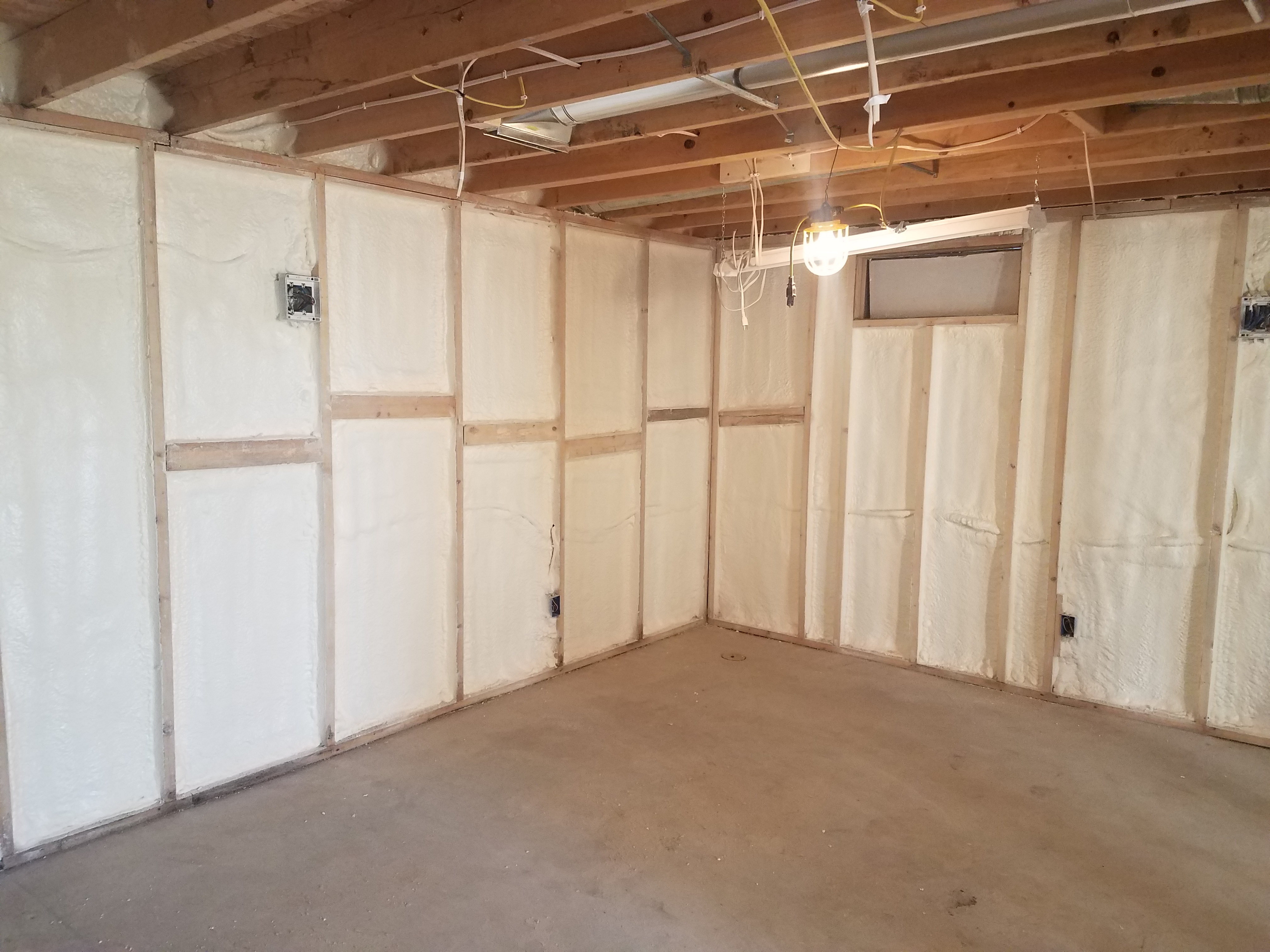 Basement remodel spray foam