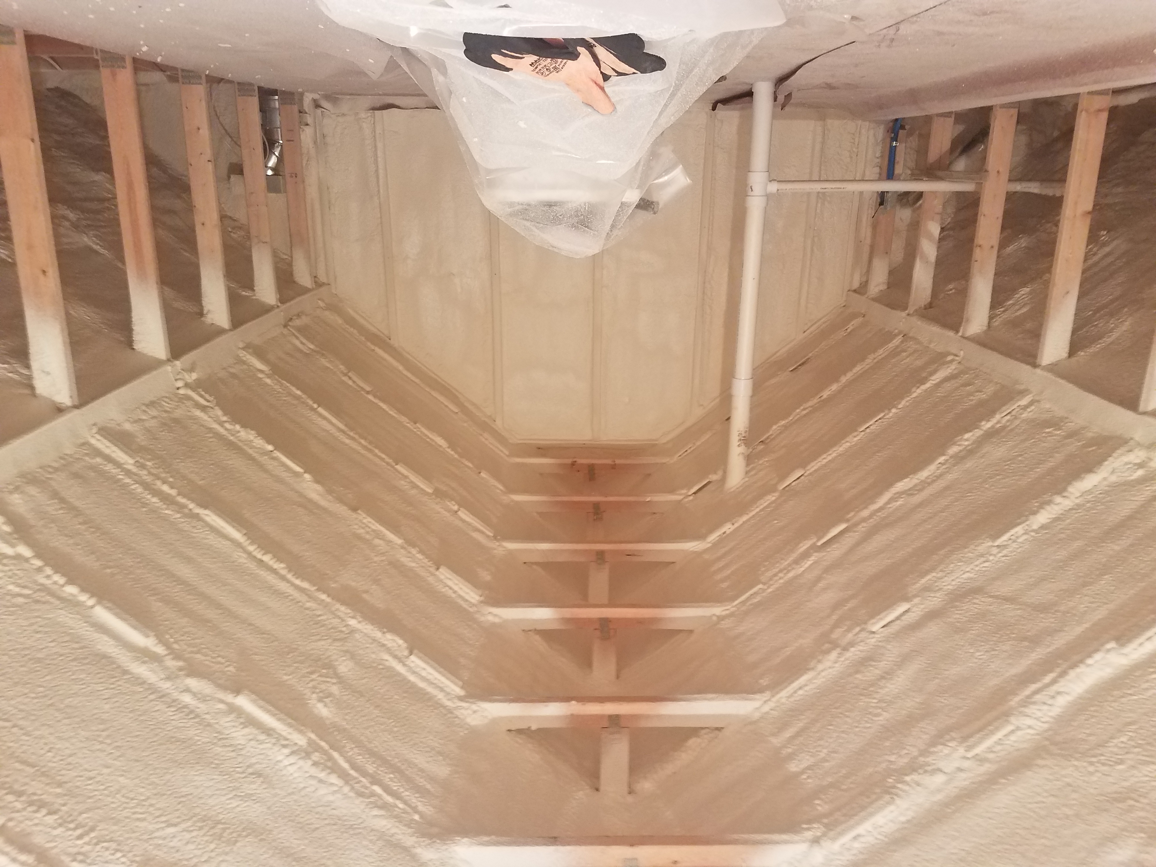 Attic roof-deck spray foam