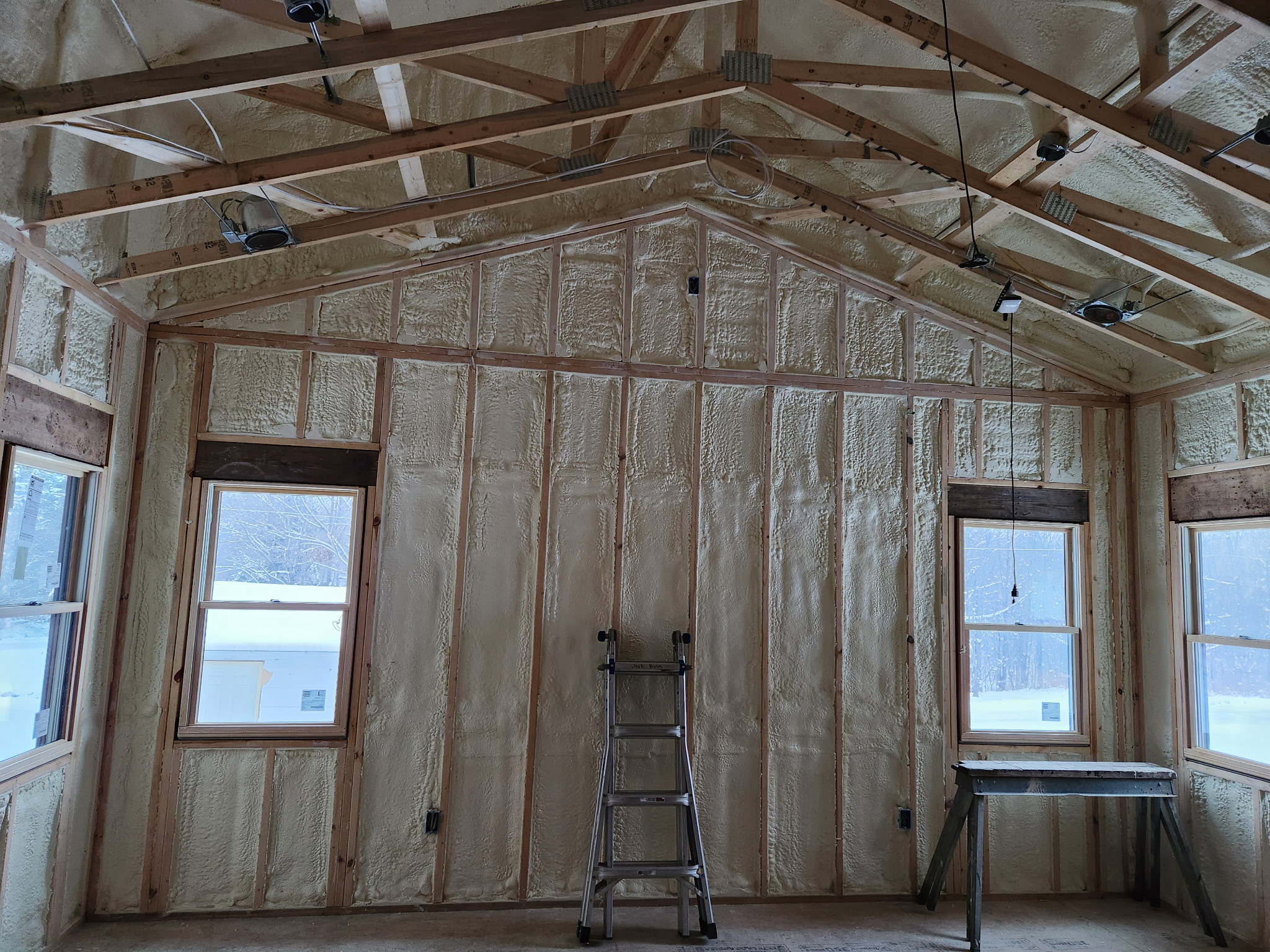 Vaulted new construction spray foam